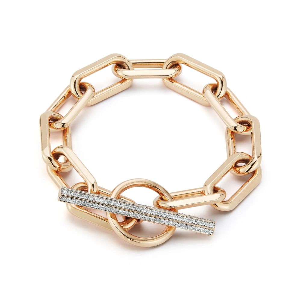 Walters Faith 18k Rose Gold Saxon Jumbo Chain Link Diamond Toggle Bracelet